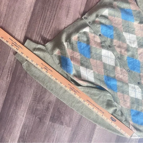 Brooks Brothers Vintage Italian Merino Wool Argyle Cardigan Women Size XL EUC - Picture 5 of 10